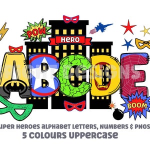 Superhelden Alphabet Clipart Buchstaben 300dpi transparent png. 5 Arten von Alphabet Buchstaben A-Z. Großbuchstaben