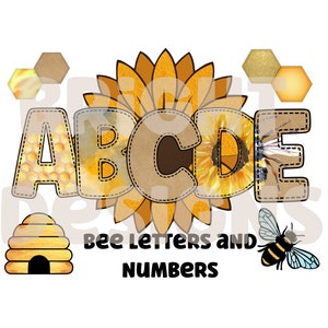 Abeja kraft clipart letras 300dpi png transparente. 5 estilos de letras del alfabeto A-Z. Letras mayúsculas y números