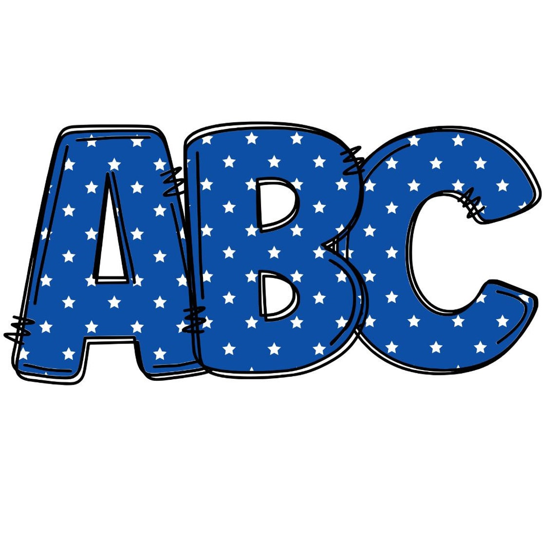 4th July Alphabet Clipart Letters. Doodle Font Doddle Letters American ...