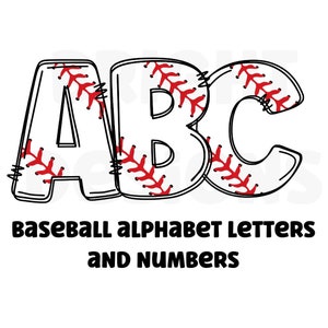 Baseball Alphabet Clipart Buchstaben 300dpi transparent png. 1 Satz von Buchstaben A-Z. Großbuchstaben und Zahlen