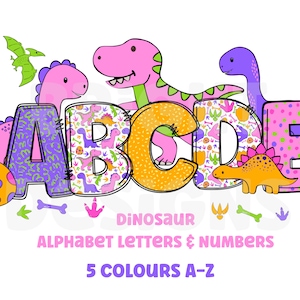 Dinosaur clipart letters 300dpi transparent png. 5 styles of alphabet letters A-Z. Uppercase letters