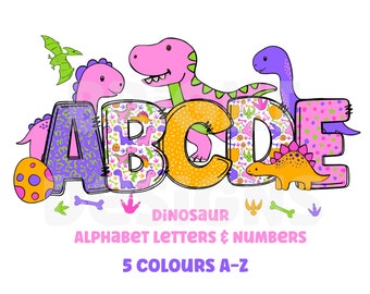 Dinosaur clipart letters 300dpi transparent png. 5 styles of alphabet letters A-Z. Uppercase letters