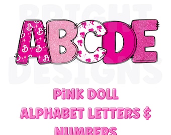 Rosa Puppe Alphabet png Clipart Buchstaben 300dpi transparent png. 5 Arten von Alphabet Buchstaben A-Z. Großbuchstaben.