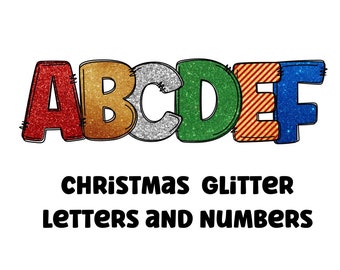 Christmas glitter clipart letters 300dpi transparent png. 6 styles. Christmas alphabet letters.