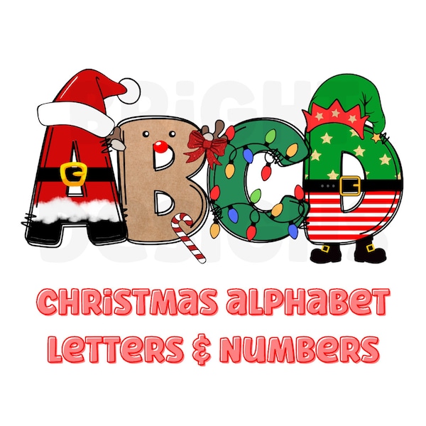 Christmas alphabet png clipart letters 300dpi transparent png. 4 styles with bonus Christmas clipart images. Christmas alphabet letters.