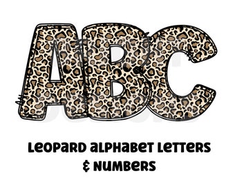 Alfabeto leopardo png clipart letras 300dpi png transparente. 1 juego de letras del alfabeto A-Z. Letras mayúsculas y números