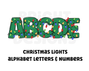 Christmas lights clipart letters 300dpi transparent png. 1 set of alphabet letters A-Z. Uppercase letters and numbers