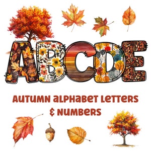 Lettres clipart alphabet automne automne 300 dpi png transparent. 5 styles de lettres de l'alphabet de A à Z. Lettres majuscules et chiffres