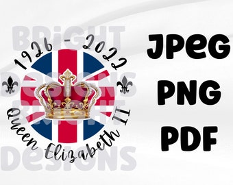 Queen Elizabeth II 1926 - 2022 graphic 300dpi transparent png, pdf and jpg