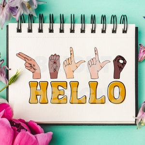 Hello Sign Language Clipart Graphic 300dpi Transparent Png, Pdf and Jpg ...