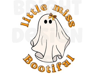 Little miss bootiful ghost halloween clipart for sublimation t-shirts, sweatshirts, mugs, cards, decoration, displays