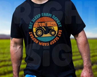 Eat sleep farm repeat clipart sublimation for t-shirts, mugs, gifts