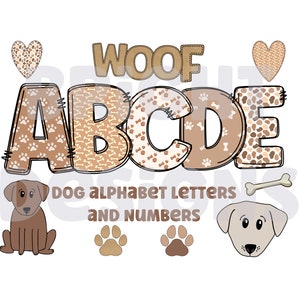 Hond clipart Alfabetletters 300dpi transparante png. 5 stijlen van alfabetletters A-Z. Hoofdletters. Prinses lettertype