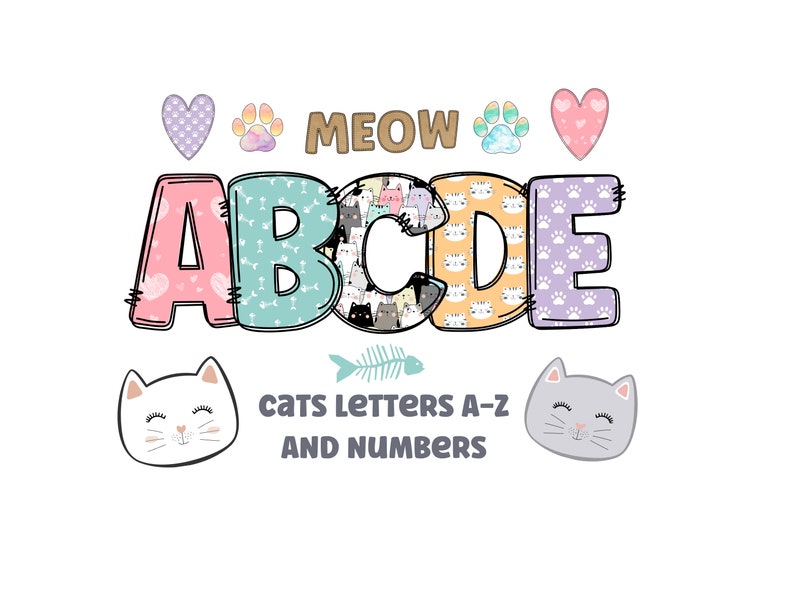 Cats Clipart Letters 300dpi Transparent Png. 5 Styles of Alphabet ...