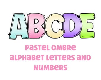 Pastel ombre alphabet png clipart letters 300dpi transparent png. 5 styles of alphabet letters A-Z. Uppercase letters
