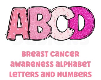 Breast cancer awareness alphabet clipart letters 300dpi transparent png. 5 styles of alphabet letters A-Z. Uppercase letters.