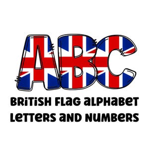 Drapeau britannique impression alphabet png lettres clipart 300dpi png transparent. 1 jeu de lettres de l'alphabet A-Z. Lettres majuscules et chiffres
