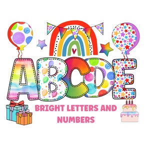 Partij clipart letters 300dpi transparante png. 5 stijlen van alfabetletters A-Z. Hoofdletters en cijfers