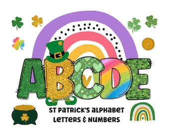 St Patricks day Alphabet png Clipart Buchstaben 300dpi transparent png. 5 Arten von Alphabet Buchstaben A-Z. Großbuchstaben und Zahlen