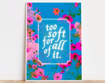 Affiche Taylor trop douce pour tout, impression de citation de minuit, floral rétro, décoration murale Swiftie, téléchargement numérique, dortoir, cadeau Swiftie