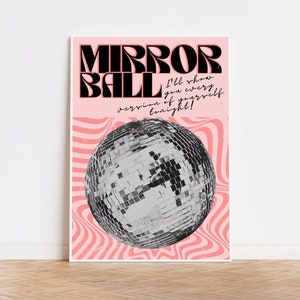 Taylor Mirrorball Poster, Folklore Disco Ball Print, Retro Funky Mirror Ball, Groovy Girly Wall Decor, Preppy, Dorm Room, Swiftie Gift