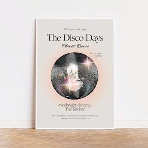 Kitchen Disco Ball Print, This Kitchen is for Dancing, Retro Mirror Ball, Magazine Wall Decor, Trendy Art, Disco Poster, Aesthetic Art