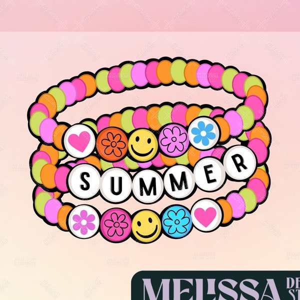Summer Friendship Bracelet PNG, Cute Summer PNG, Colorful Summer Design, Sublimation Design