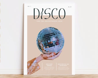 Magazine Disco Ball Print, Retro Mirror Ball, Newspaper Wall Decor, Trendy Art, Disco Poster, Aesthetic Art, 70's Print, Y2K Art