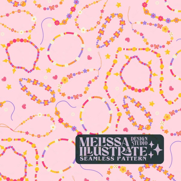 Friendship Bracelet Seamless Pattern, Friends Bracelet Repeat Pattern, Summer Seamless Repeat Pattern for Fabric Sublimation, Seamless Wrap