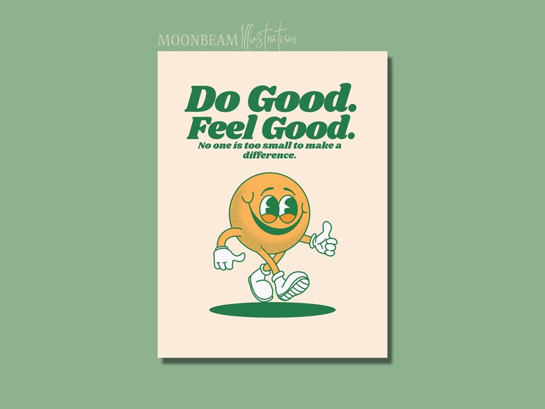 Retro Poster 70's Wall Art Room Decor Vintage Smiley Etsy