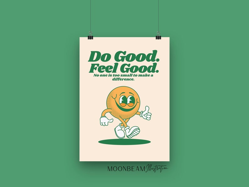 Retro Poster 70's Wall Art Room Decor Vintage Smiley Etsy