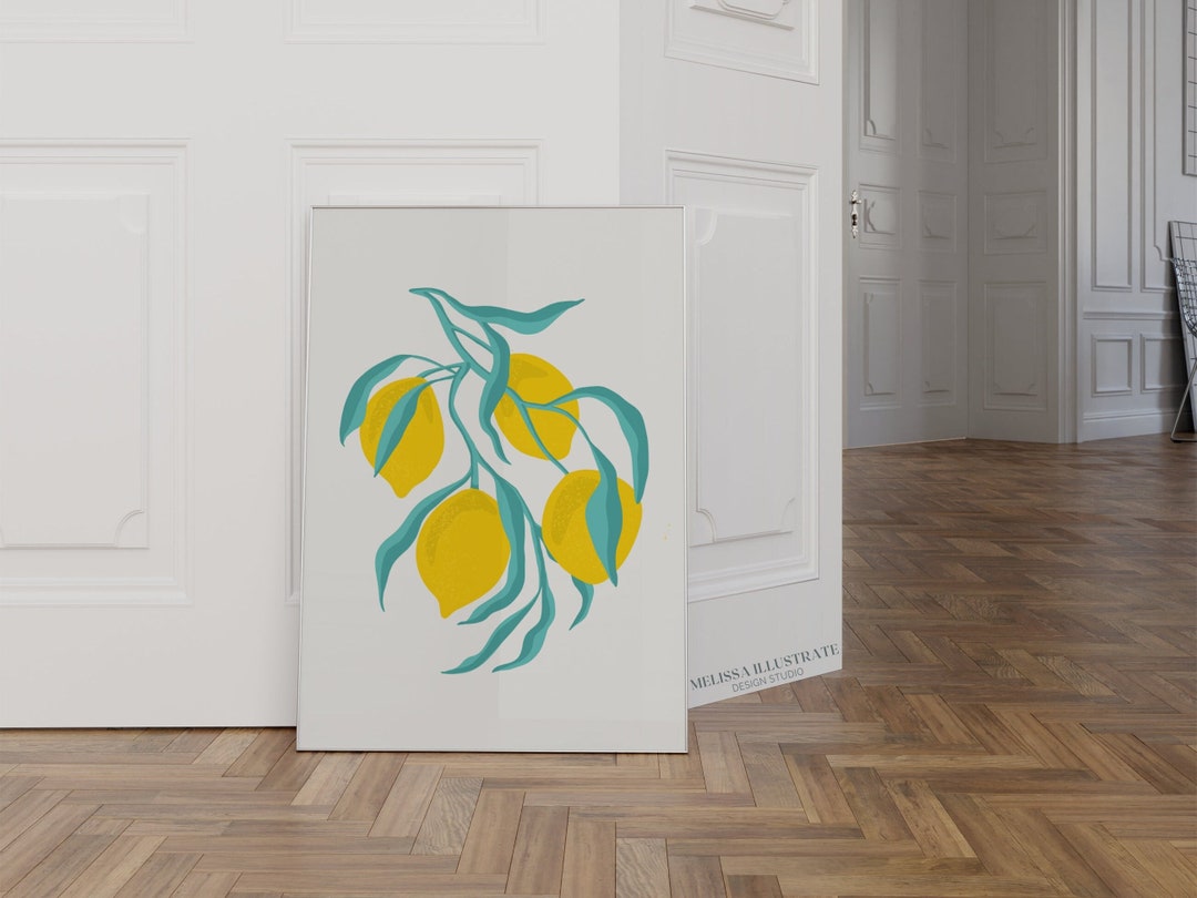 Lemon Illustration Digital Wall Art Lemons Art Print Etsy
