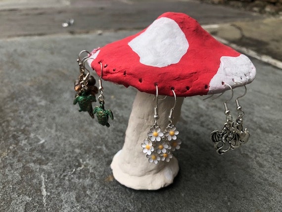 Mushroom Earring Holder Earring Holder Kids Earring Holder Clay