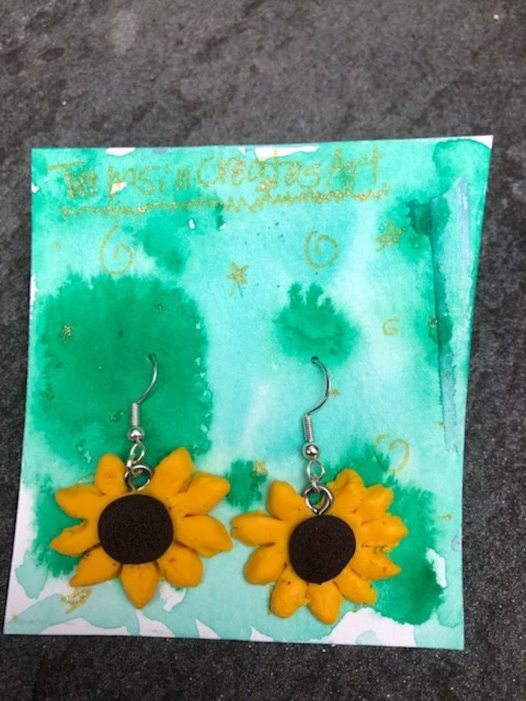 Sunflower Earrings Clay Sunflower Earrings Polymer Clay Etsy