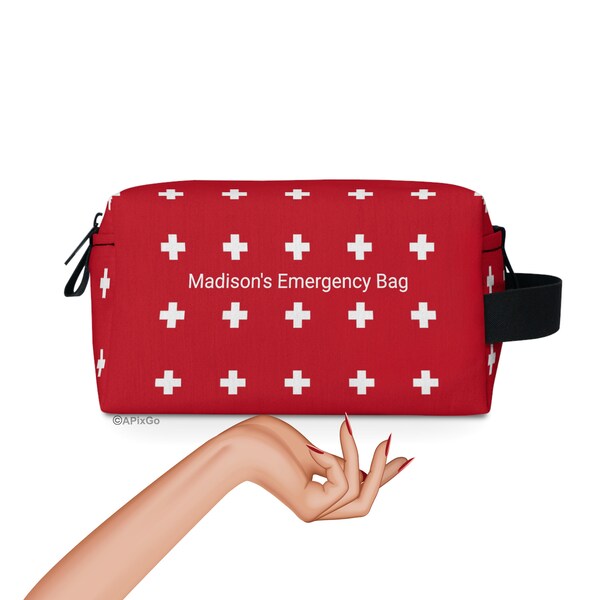 Emergency Toiletry Bag, Size 7.5"x4", Medicine Travel Personalized Gift