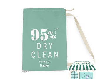 Laundry Bag "95% Almost" Dry Clean, Size 18"x29" & 28"×36", Camp Travel Hamper | College Dorm Clothes Organizer | Personalized Name Gift