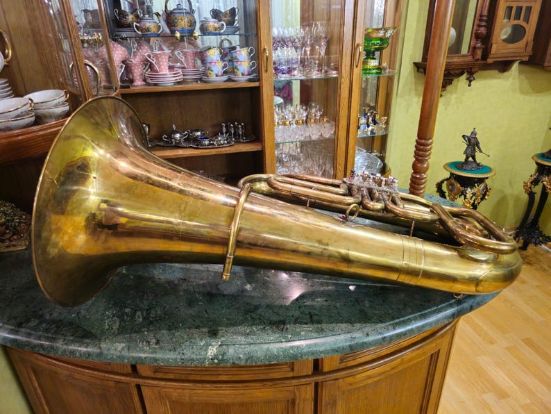 Tuba Orfeo n.° 1337, antigua, nueva, en Do mayor, año 1984, Unión Soviética, Kyiv, Ucrania imagen 9