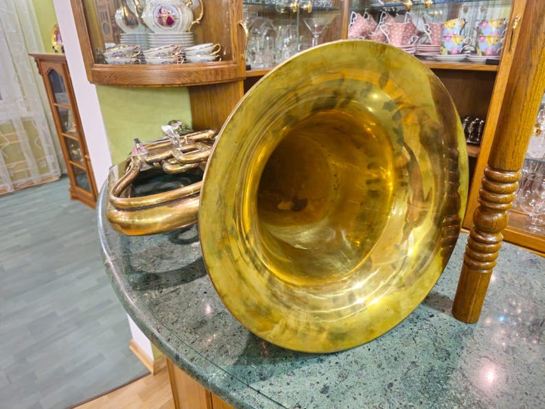 Tuba Orfeo n.° 1337, antigua, nueva, en Do mayor, año 1984, Unión Soviética, Kyiv, Ucrania imagen 10