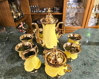 Yellow Coffee Set Ceramics Early 1990s
