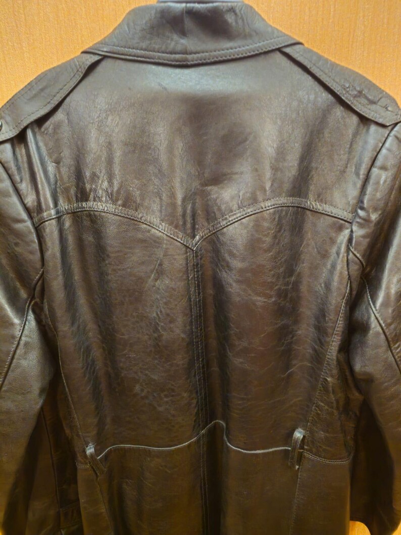 Vintage Herren Ledermantel aus den 1970er Jahren, Kommandant, KGB NKVD - Zweiter Bild 5