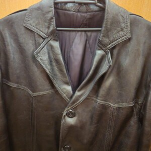 Vintage Herren Ledermantel aus den 1970er Jahren, Kommandant, KGB NKVD - Zweiter Bild 4