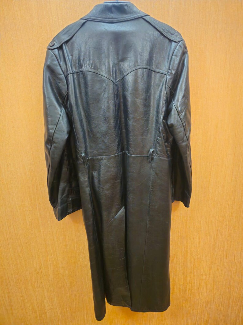 Vintage Herren Ledermantel aus den 1970er Jahren, Kommandant, KGB NKVD - Zweiter Bild 3