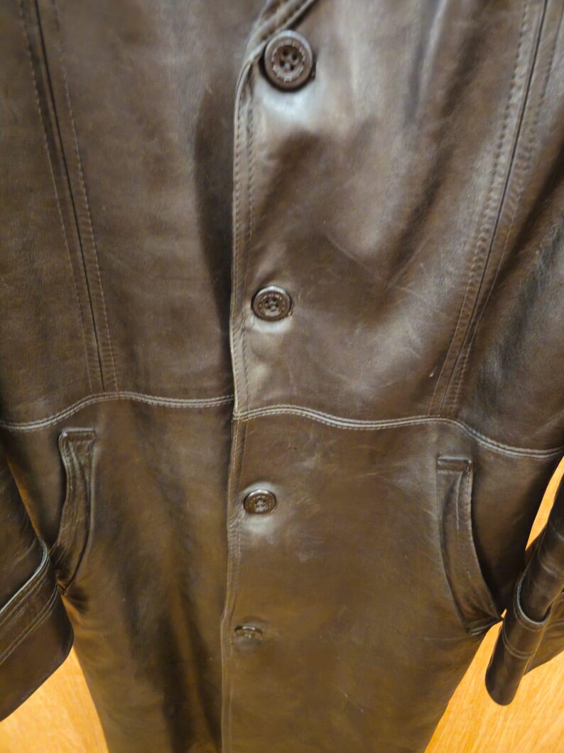 Vintage Herren Ledermantel aus den 1970er Jahren, Kommandant, KGB NKVD - Zweiter Bild 6