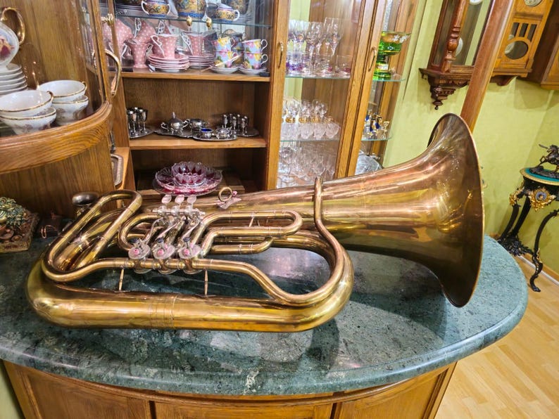 Tuba Orfeo n.° 1337, antigua, nueva, en Do mayor, año 1984, Unión Soviética, Kyiv, Ucrania imagen 8