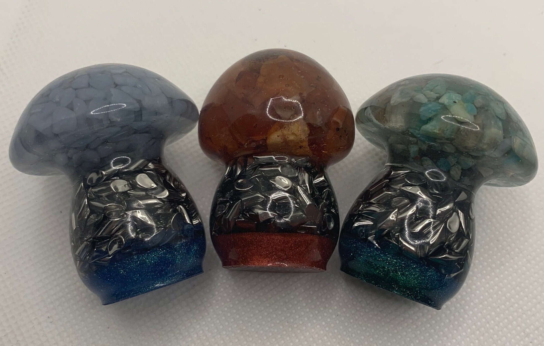 Set of 3 Mushroom Orgone Generators, Carnelian, Angelite, Amazonite Etsy