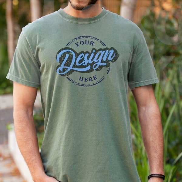 Moss Comfort Colors 1717 Mockup | Male Model Mockup | CC T-shirt Mockup | Kokomocks