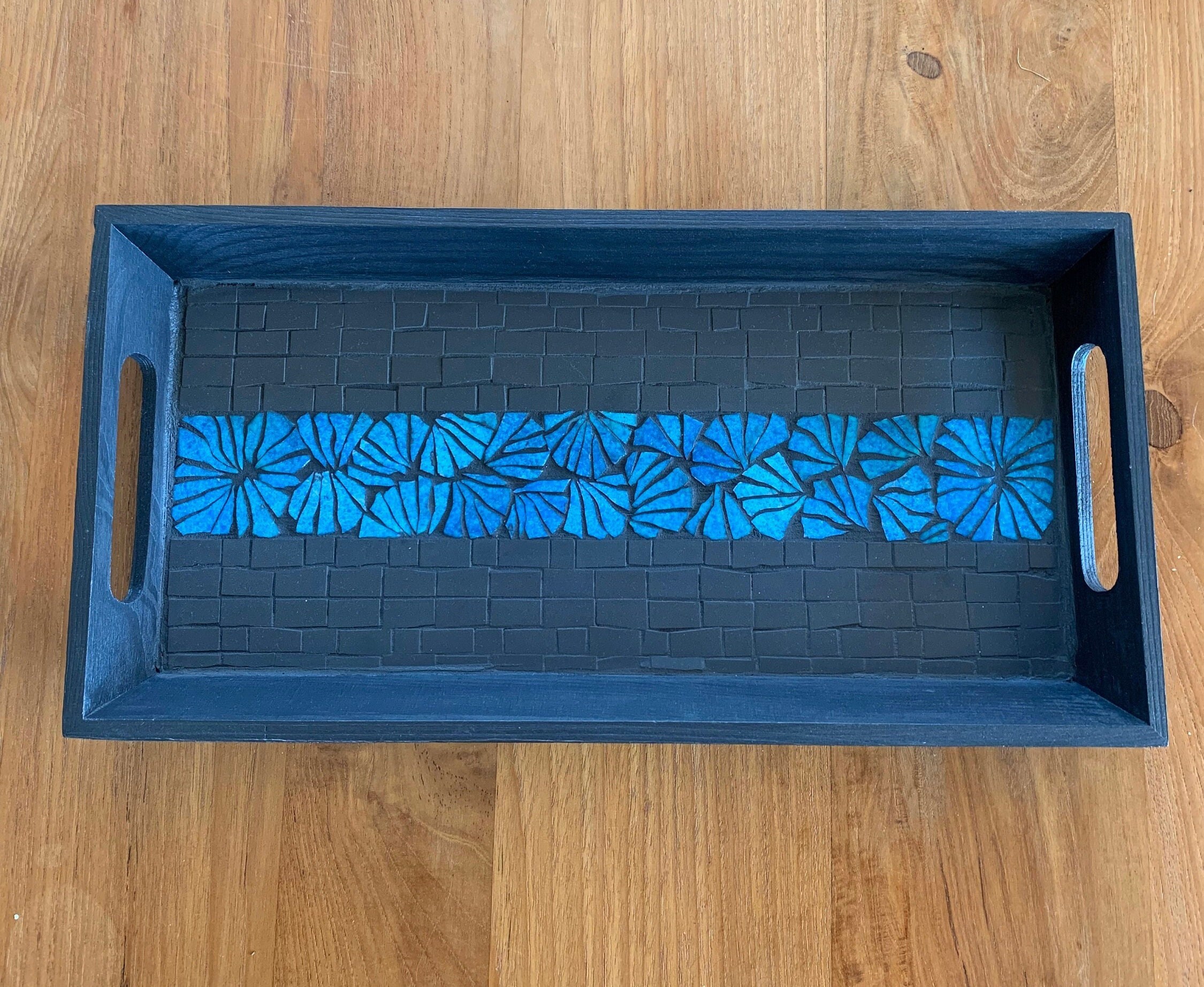 Plateau Mosaique Bleu et Noir