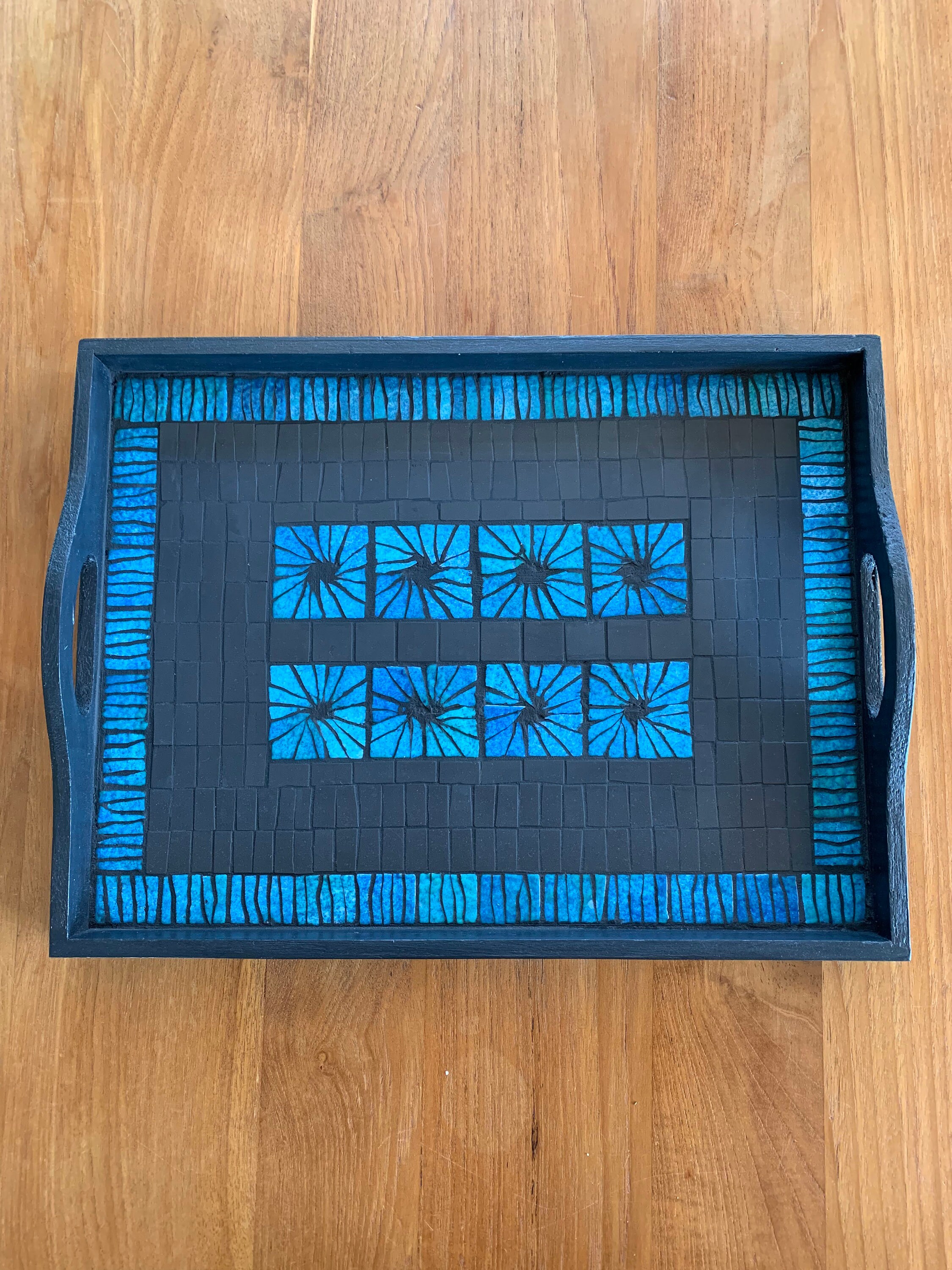 Plateau Mosaique Bleu et Noir