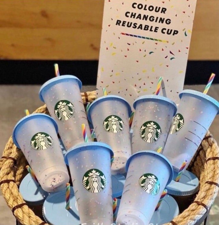 Colour Changing Cold Cup, Mermaid Cup, Starbucks Colour Changing Cup,  Personalised Cold Cup, Cup With Straw, Stocking Filler, Party Favour 
