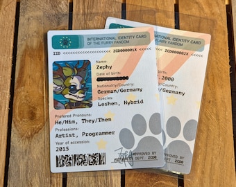 Personalized Furry Fandom ID Card | Laminated, with optional NFC tag and lanyard | Ideal for meetings, conventions and fursuit walks